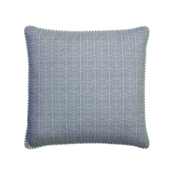 Square Cushion with Herringbone Pattern - Denim