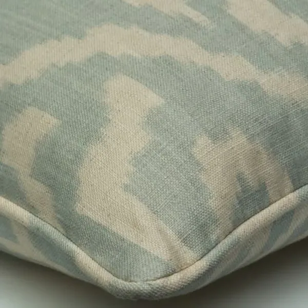 Square Cushion with Ikat Pattern - Duck Egg, Cotton