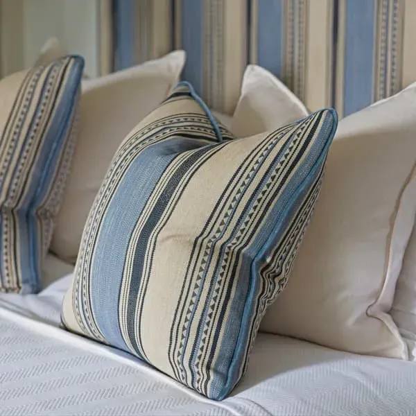 Square Cushion with Oxford Trim - Chalk, Linen