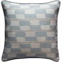 Square Cushion with Piping - Aqua, Cotton Blend