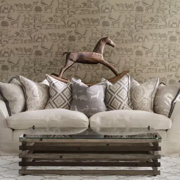 Square Cushion with Piping - Beige, Canvas