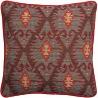 Square Cushion with Piping - Blue, Cotton Blend