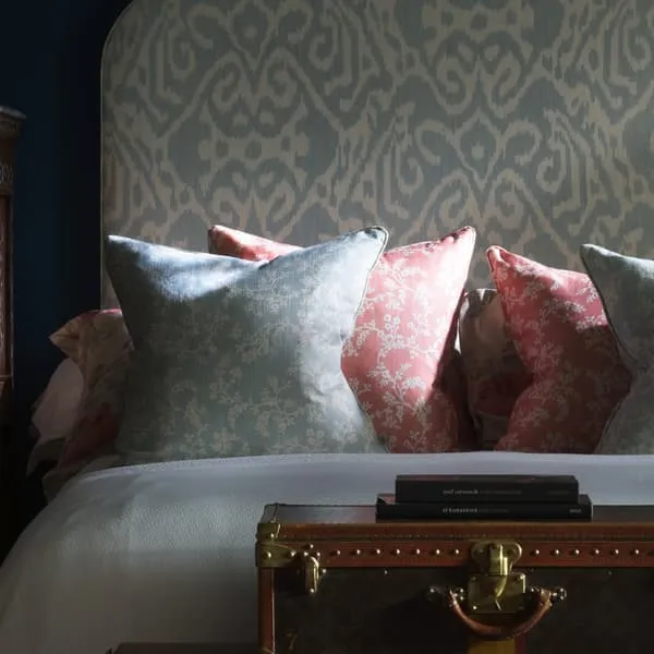 Square Cushion with Piping - Coral, Cotton