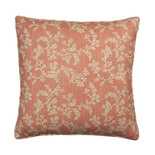 Square Cushion with Piping - Coral, Cotton