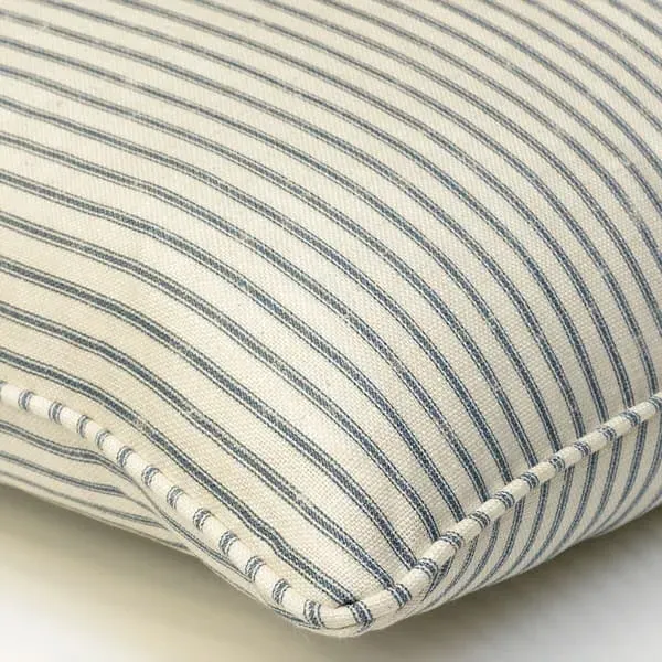 Square Cushion with Piping - Denim, Feather