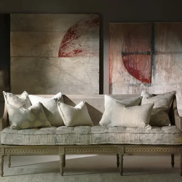 Square Cushion with Piping - Duck Egg, Cotton