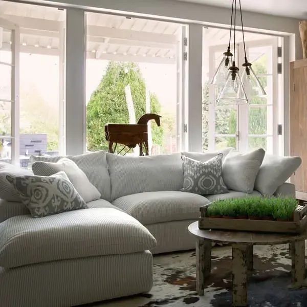 Square Cushion with Piping - Grey, Velvet