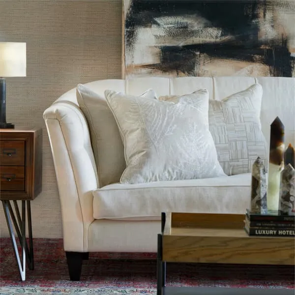 Square Cushion with Piping - Ivory, Velvet