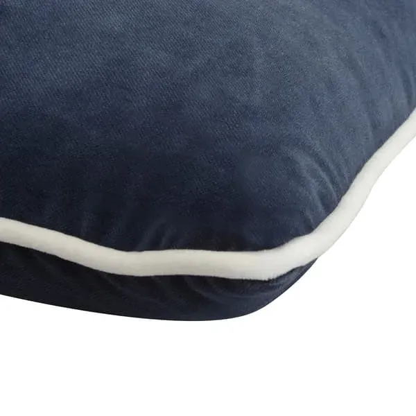 Square Cushion with Piping - Navy, Velvet