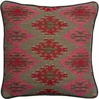 Square Cushion with Piping - Pink, Cotton Blend