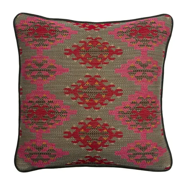 Square Cushion with Piping - Pink, Cotton Blend