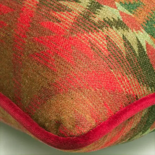 Square Cushion with Piping - Red, Wool
