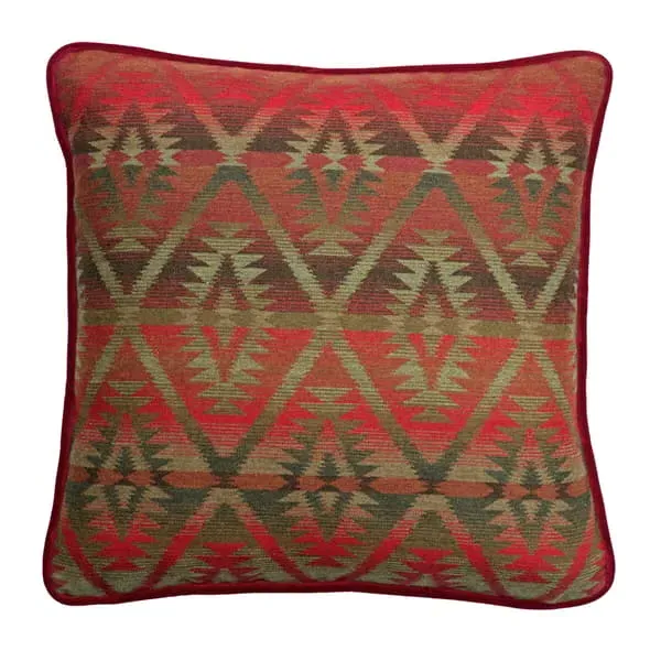 Square Cushion with Piping - Red, Wool image
