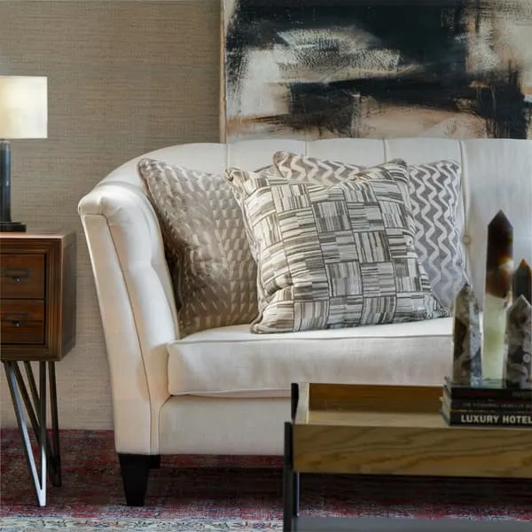 Square Cushion with Piping - Taupe, Velvet
