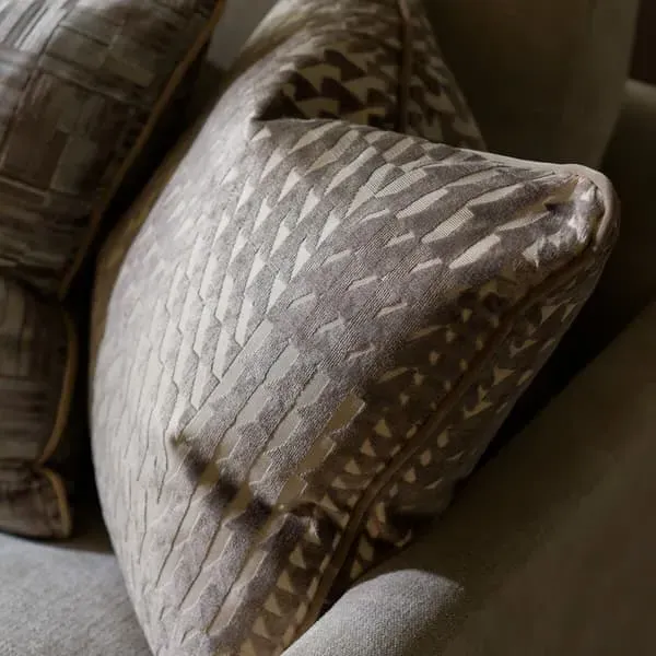 Square Cushion with Piping - Taupe, Velvet