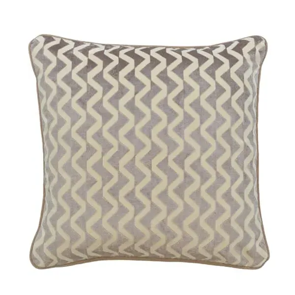 Square Cushion with Piping - Taupe, Velvet