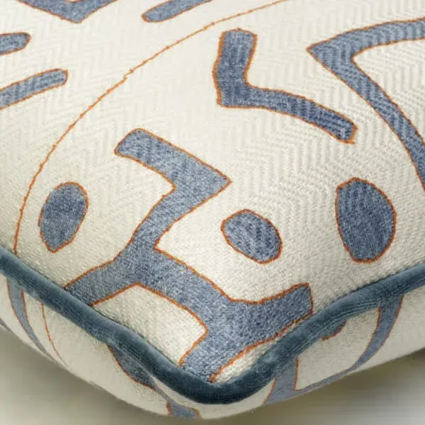 Square Cushion with Piping - White, Linen Blend