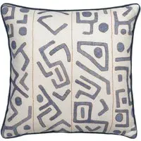 Square Cushion with Piping - White, Linen Blend