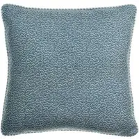 Square Cushion with Squiggle Pattern - Denim, Linen