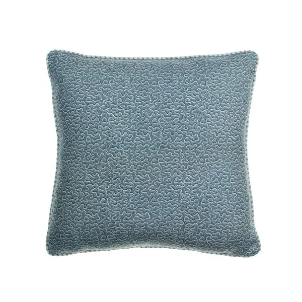 Square Cushion with Squiggle Pattern - Denim, Linen image