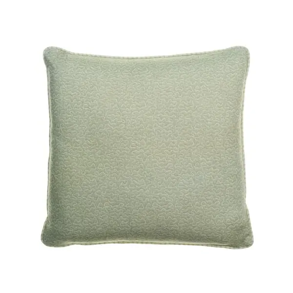 Square Cushion with Squiggle Pattern - Green, Linen