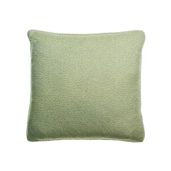 Square Cushion with Squiggle Print - Green, Linen