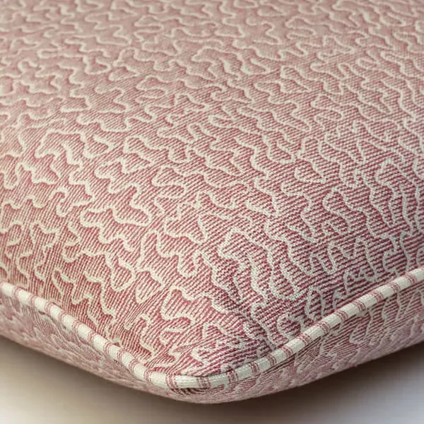 Square Cushion with Squiggle Print - Pink, Linen