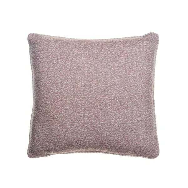 Square Cushion with Squiggle Print - Pink, Linen