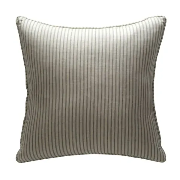 Square Cushion with Ticking Stripe - Grey, Fabric