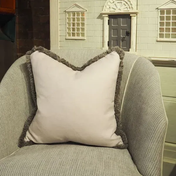 Square Cushion with Trim - Cloud, Linen