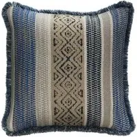 Square Cushion with Trim - Indigo, Cotton Blend