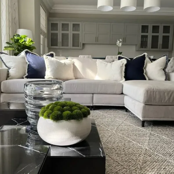 Square Cushion with Trim - Salt, Linen Blend