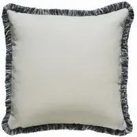 Square Cushion with Trim - Salt, Linen Blend