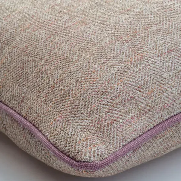 Square Feather Cushion with Piping - Biscotti, Cotton