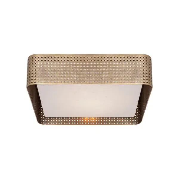 Square Flush Ceiling Light with Perforations - Brass, Metal