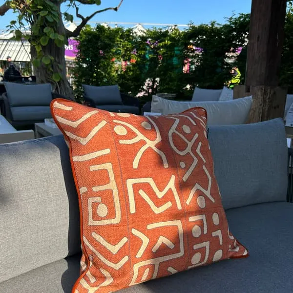 Square Outdoor Cushion Geometric - Brick, Hollowfibre