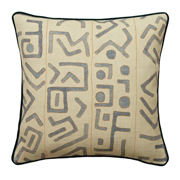 Square Outdoor Cushion Geometric - Denim, Hollowfibre