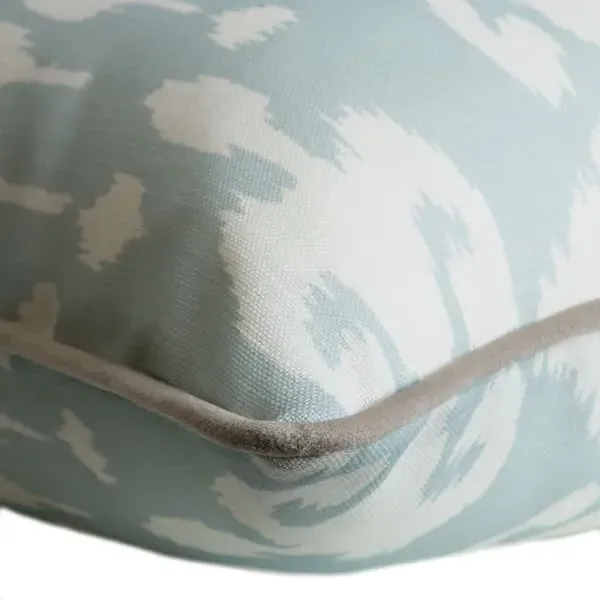Square Outdoor Cushion with Piping - Ice Blue