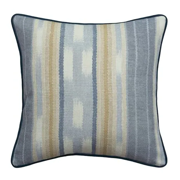 Square Outdoor Cushion with Stripes - Denim, Fabric