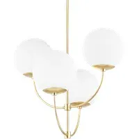 Staggered Chandelier with Etched Glass - Brass, Metal