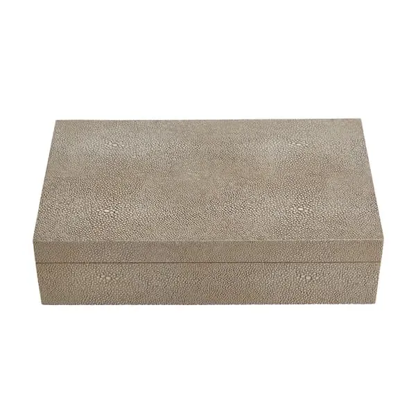 Storage Box with Gold Hardware - Cream, Faux Shagreen