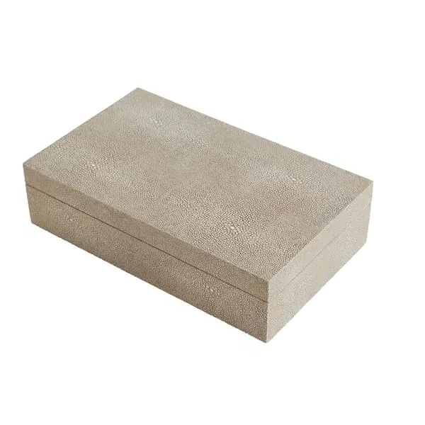 Storage Box with Gold Hardware - Cream, Faux Shagreen image