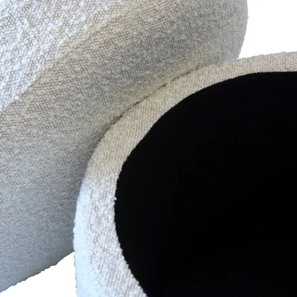 Storage Stool with Hidden Compartment - Cream, Boucle