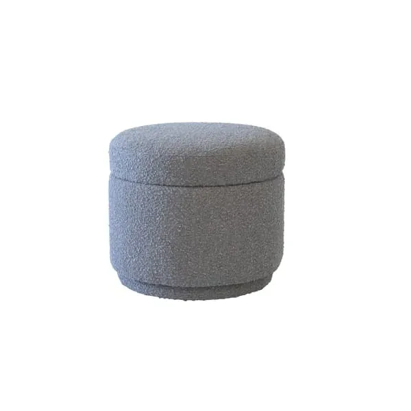 Storage Stool with Hidden Compartment - Pebble, Boucle
