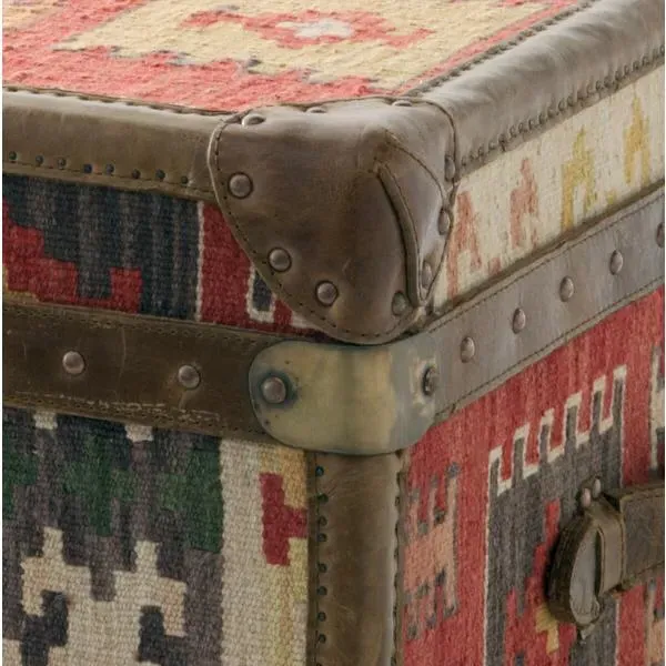 Storage Trunk Coffee Table - Kilim, Leather