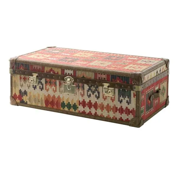 Storage Trunk Coffee Table - Kilim, Leather image