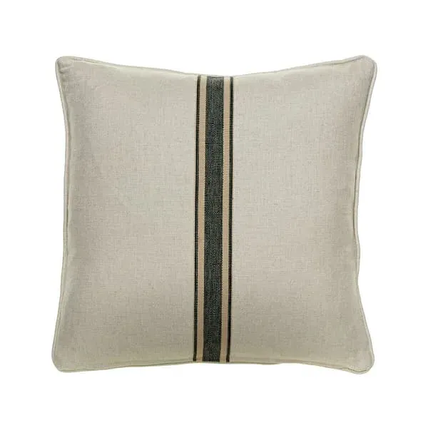 Striped Cushion with Feather Fill - Charcoal, Linen image