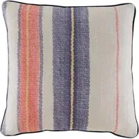 Striped Cushion with Feather Fill - Denim, Linen