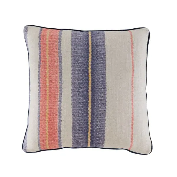 Striped Cushion with Feather Fill - Denim, Linen