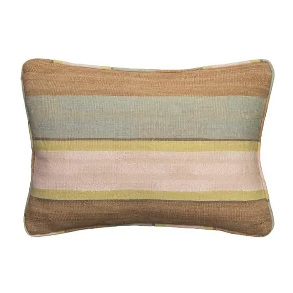 Striped Cushion with Feather Fill - Lime, Cotton
